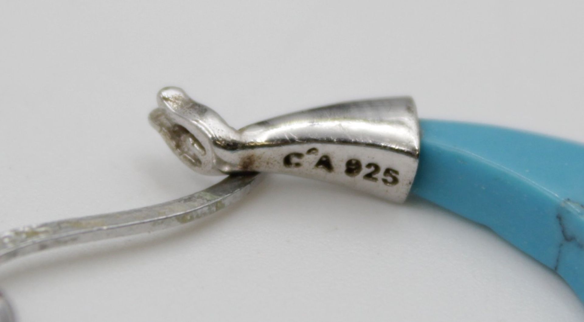 Paar Ohrhänger, Türkise mit 925er Silbermonturen, ca. L-4cm. - Bild 3 aus 4