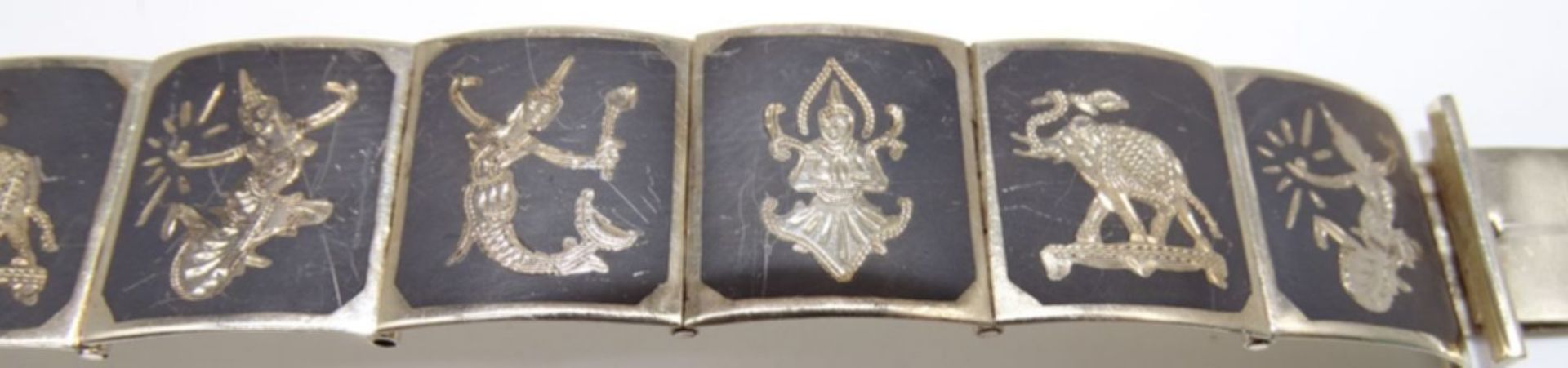 Silberarmband, Sterling-925-, Siam, Handarbeit, L-16 cm, B-2 cm, 29 gramm - Bild 3 aus 5