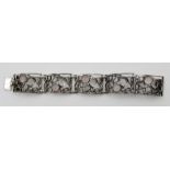 835er Silber-Armband, rosa Steinbesatz, 45,5gr., L-17,5cm.