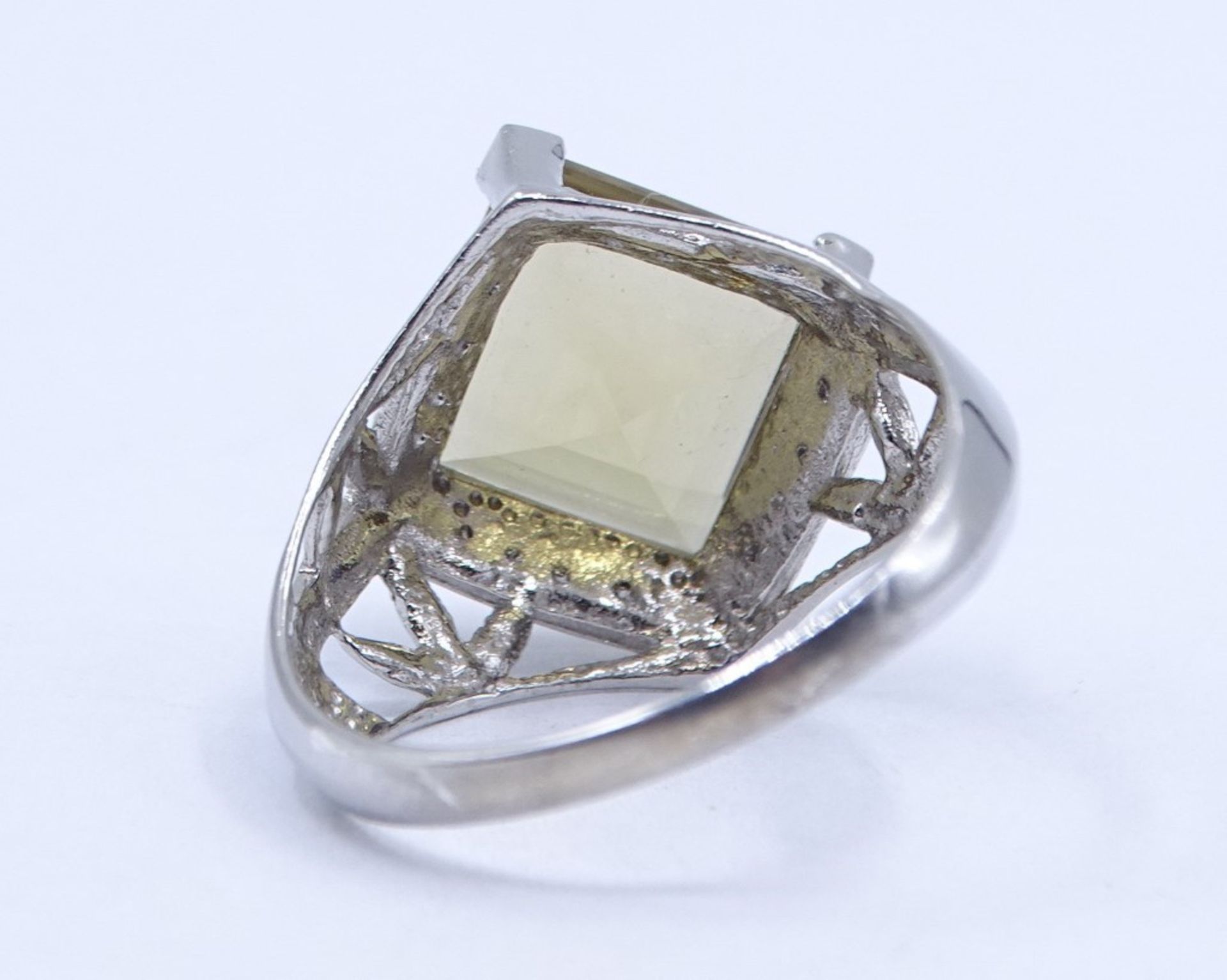Ring aus 925er-Silber mit gelbem fac. Stein, RG 62, 5,24 gr. - Bild 3 aus 5