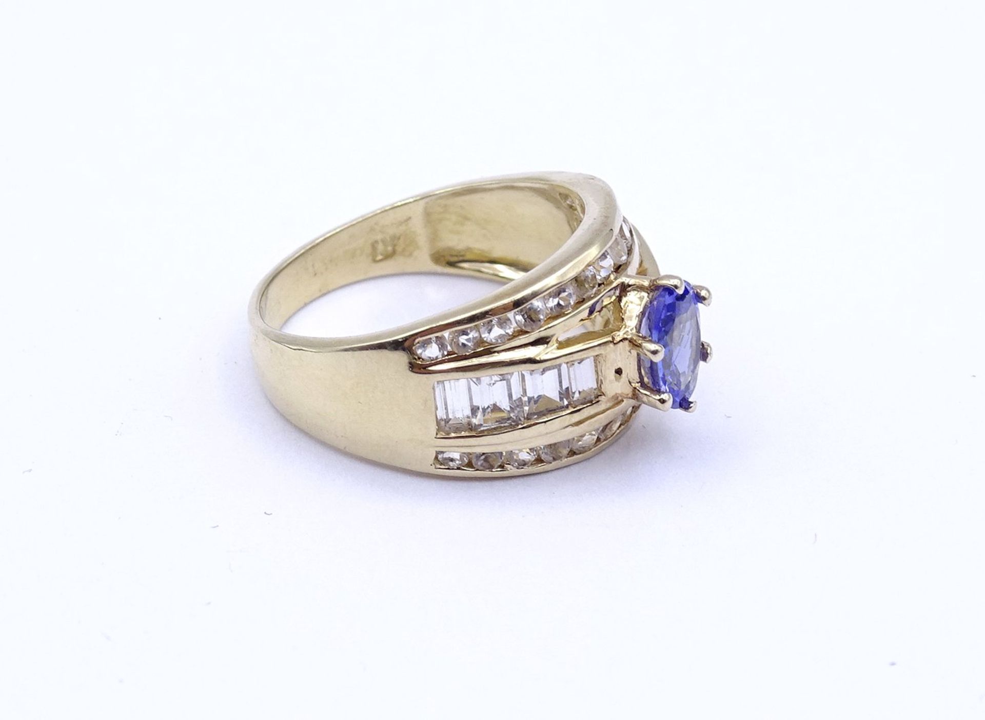 Harry Ivens Silber Ring mit Tansanit und Weißtopase, Sterling Silber 0.925 - vergoldet, 5g., RG 57 - Bild 4 aus 6