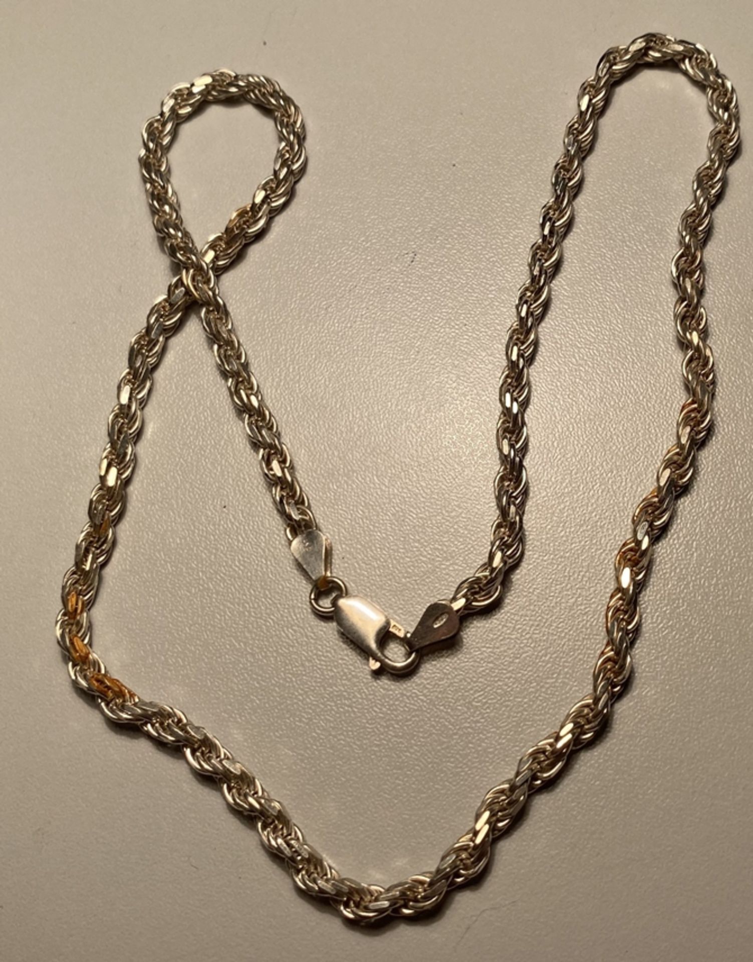 Silber-Set-Halskette und Armkette, -800-, Italy, 40,4 gr. zusammen, L-48 und 20 cm, ungeputzt - Bild 3 aus 4