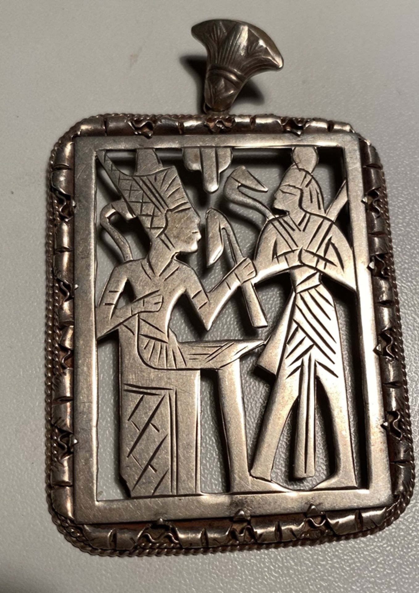 grosser Silber-Anhänger, Ägypten, 7x5 cm, 21,6 gr., Handarbeit
