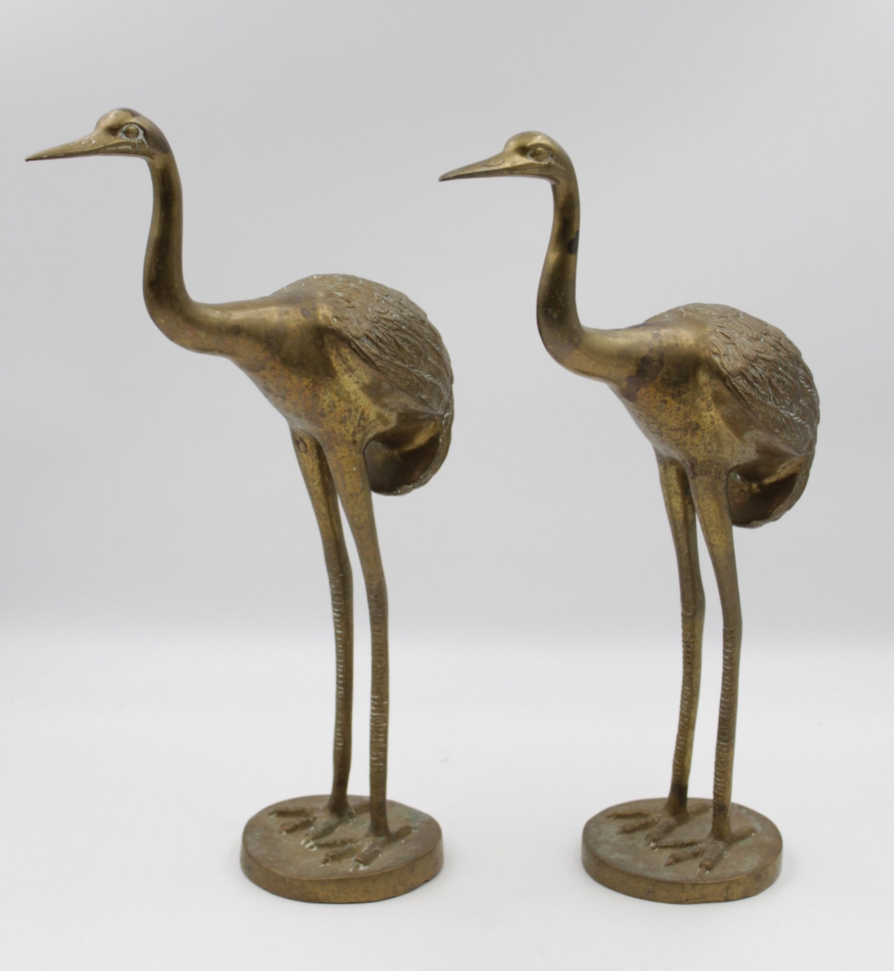 Paar Vogelfiguren, Emus ?, Messing, älter, ca. H-40cm.