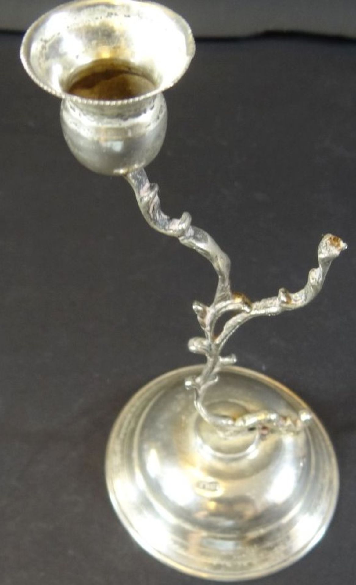 Kerzenhalter, Silber-800-, eine Tülle wohl abgebrochen, H-16 cm, 47 gr. - Bild 3 aus 5