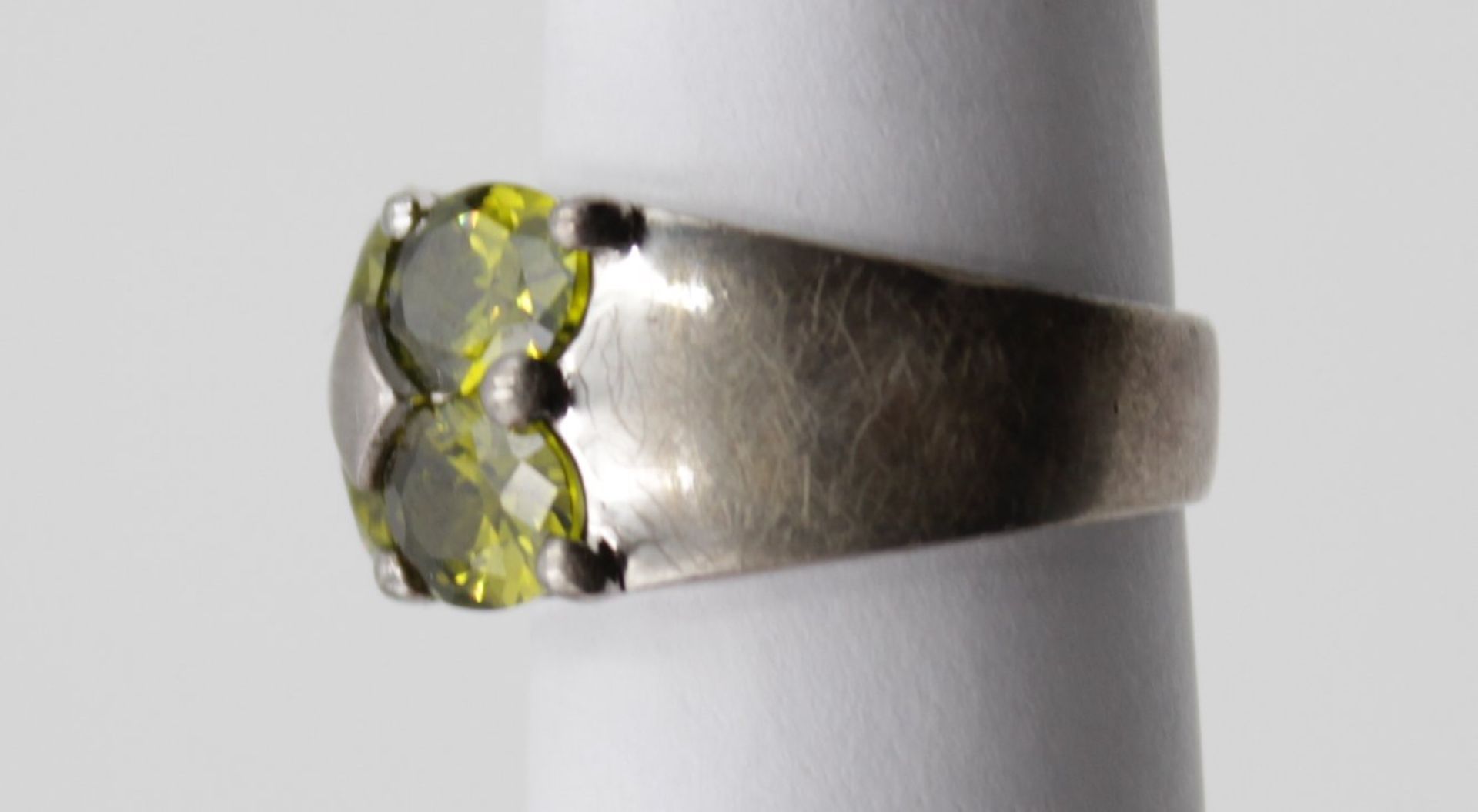 925er Silber-Ring, grünes facc. Farbsteine, 11,1gr., RG 57 - Bild 3 aus 5