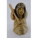 Netsuke Japan, Daikoko mit zwei Gesichtern, Kopf drehbar, Material??, H-5 cm