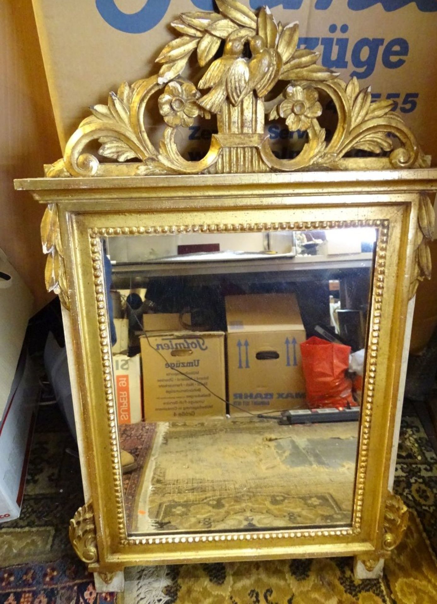 Barock-Spiegel, Holzrahmen vergoldet, 87x54 cm, kl. Abplatzer etc.,