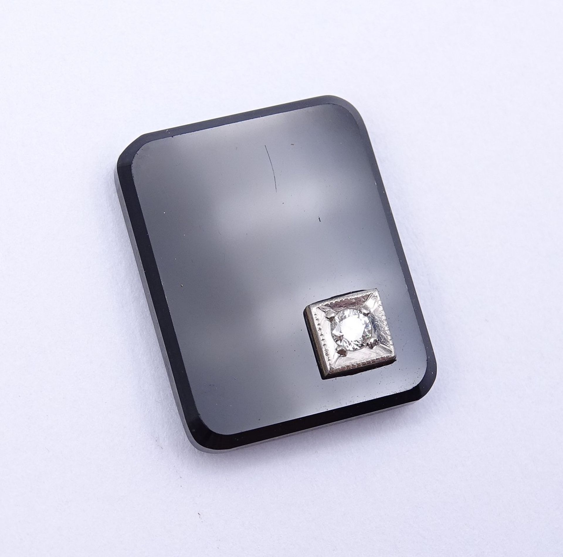 Onyx Platte mit Diamant,18,9x15,1mm, Diamant 0,05ct. - Bild 3 aus 4