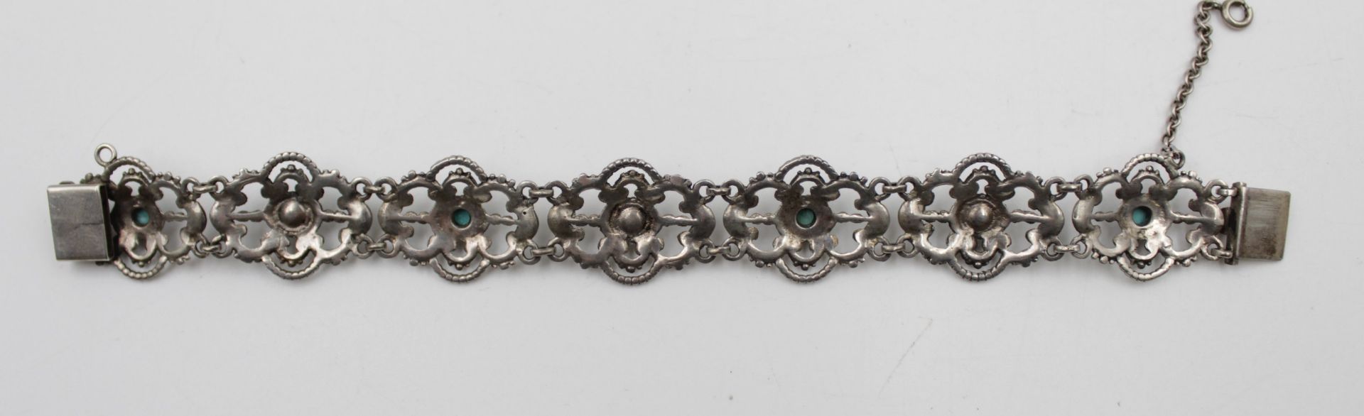 835er Silber-Armband, Türkise und Perlen, älter, 21,3gr., ca. L-18,5cm. 0 - Bild 3 aus 5