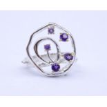 Sterling Silber Ring mit 5 Amethysten, 0.925, 5,3g., RG 56