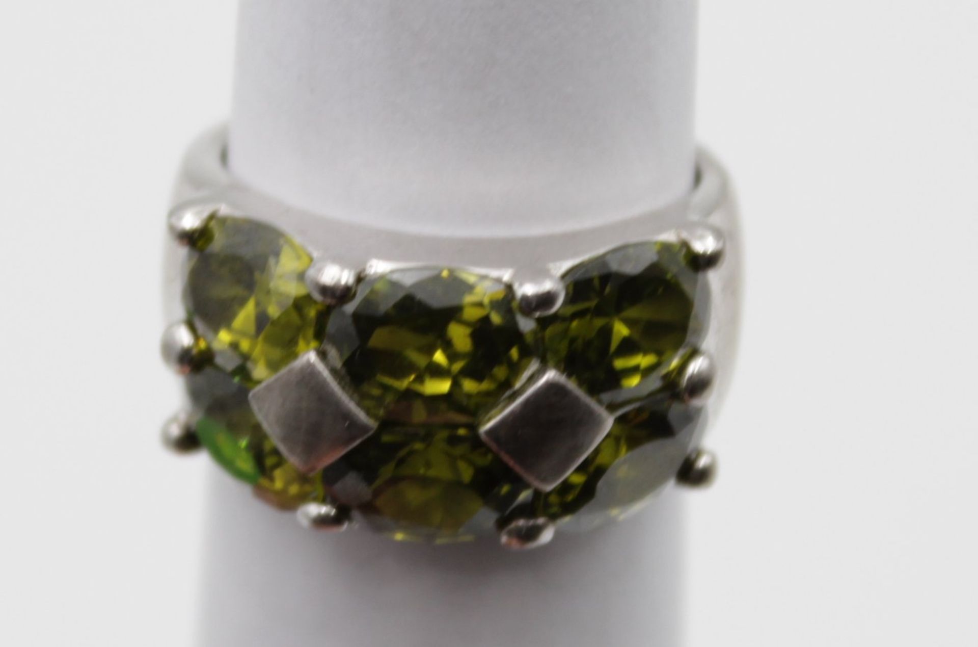925er Silber-Ring, grünes facc. Farbsteine, 11,1gr., RG 57 - Bild 4 aus 5