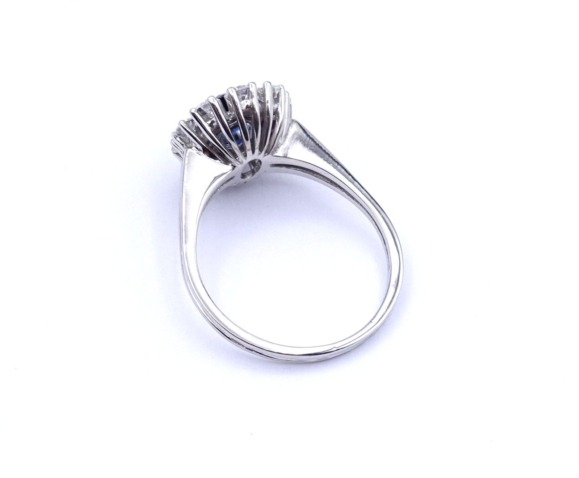 Saphir Brillant Ring, Weißgold 0.750, Brillanten zus.ca. 1,1ct., 5,20g., RG 57 - Bild 4 aus 4