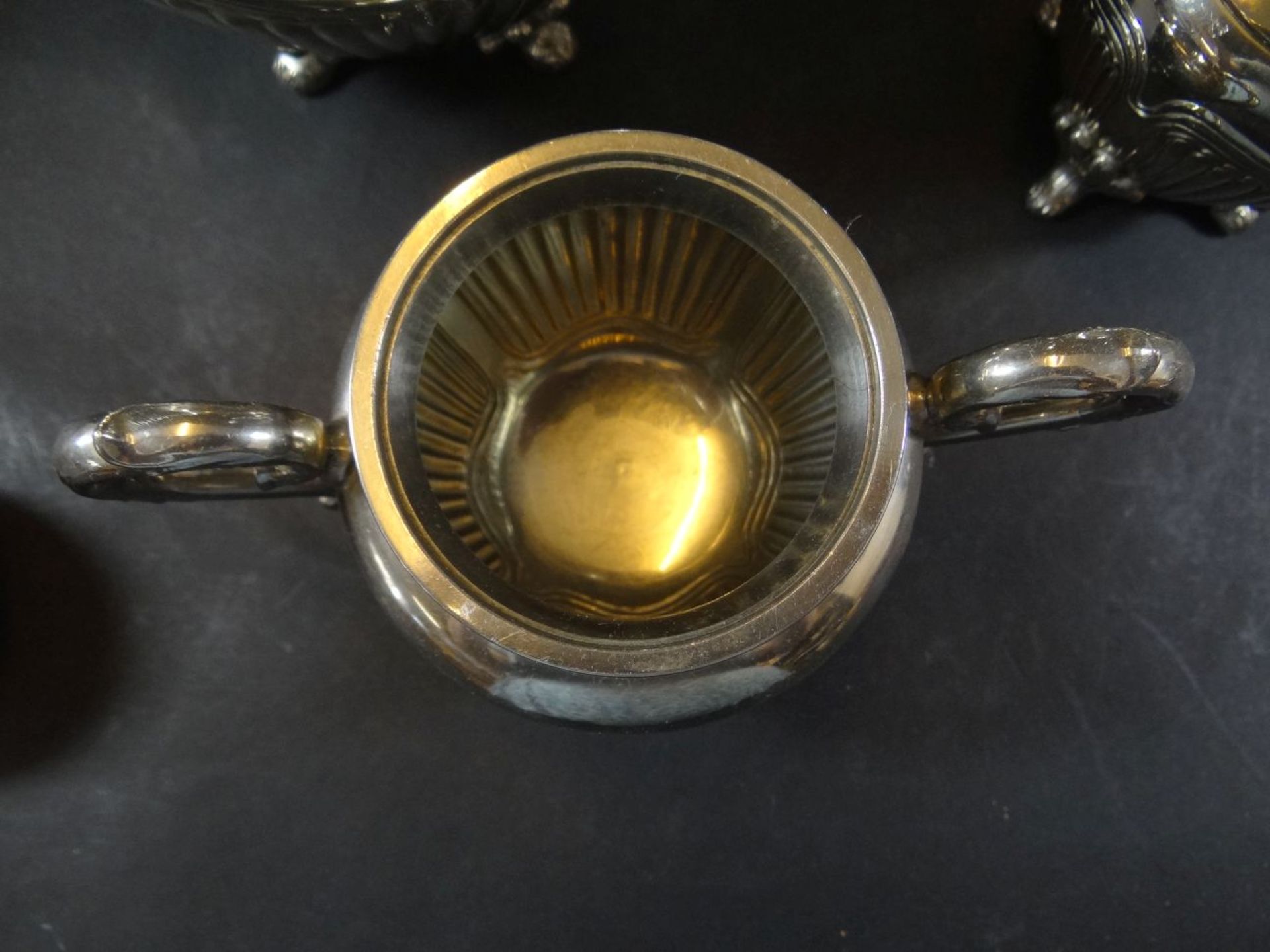 4 tg. Kaffee-Teeset, versilbert, Queen Ann Dekor, H-22 cm - Bild 3 aus 8