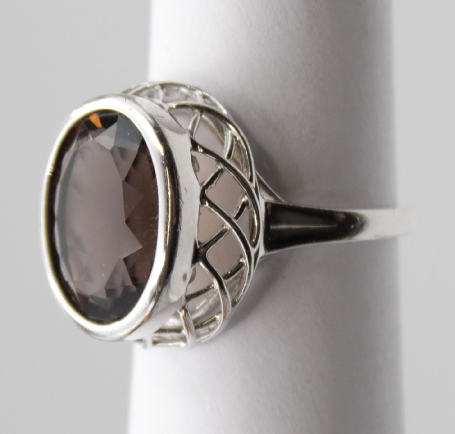 925er Silber-Ring, facc. brauner Stein, ca. 6,5gr.m, RG 59 - Bild 2 aus 5