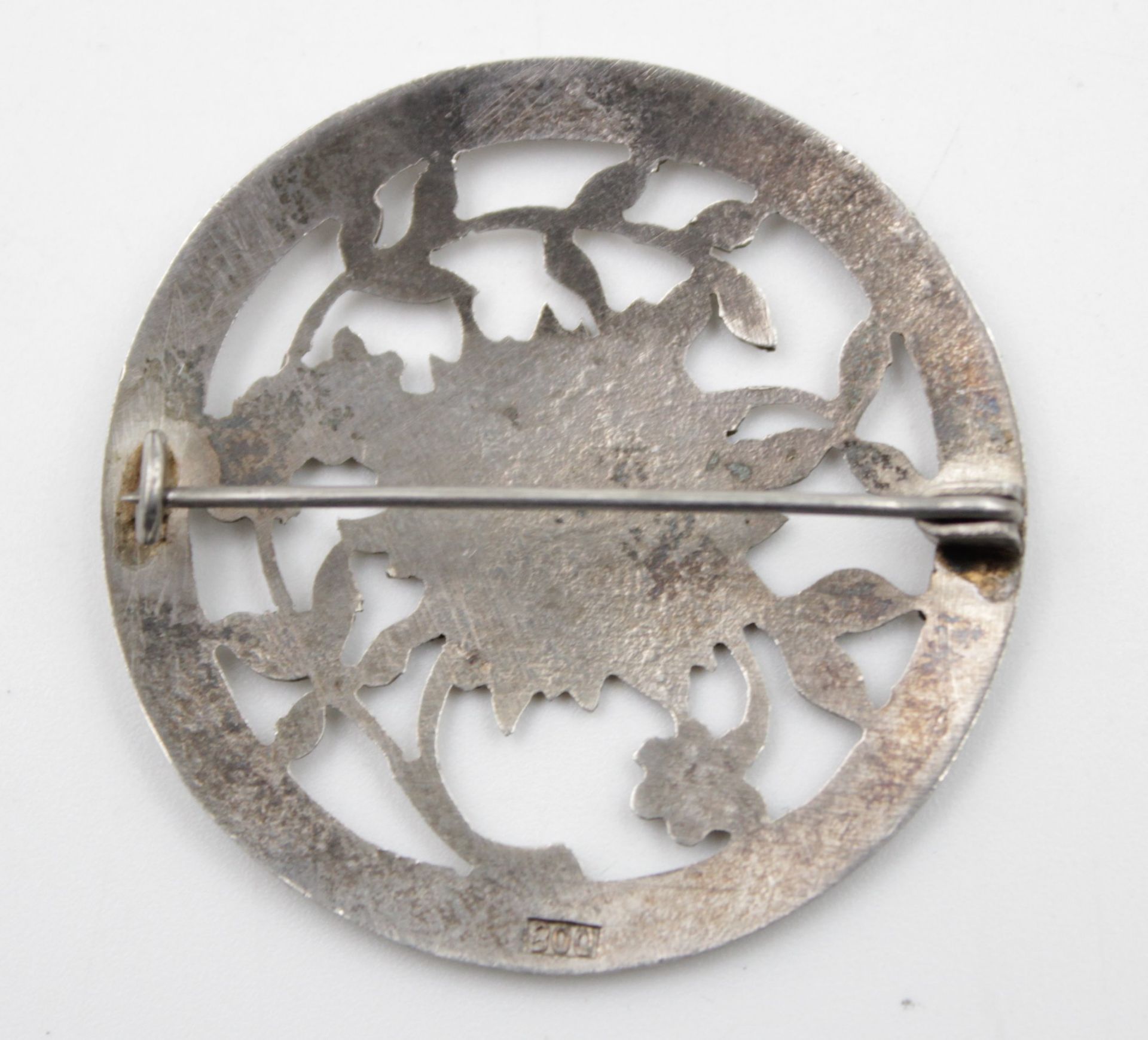 800er Silberbrosche, Edelweiß, 7,5gr., D-4,2cm. - Bild 2 aus 3