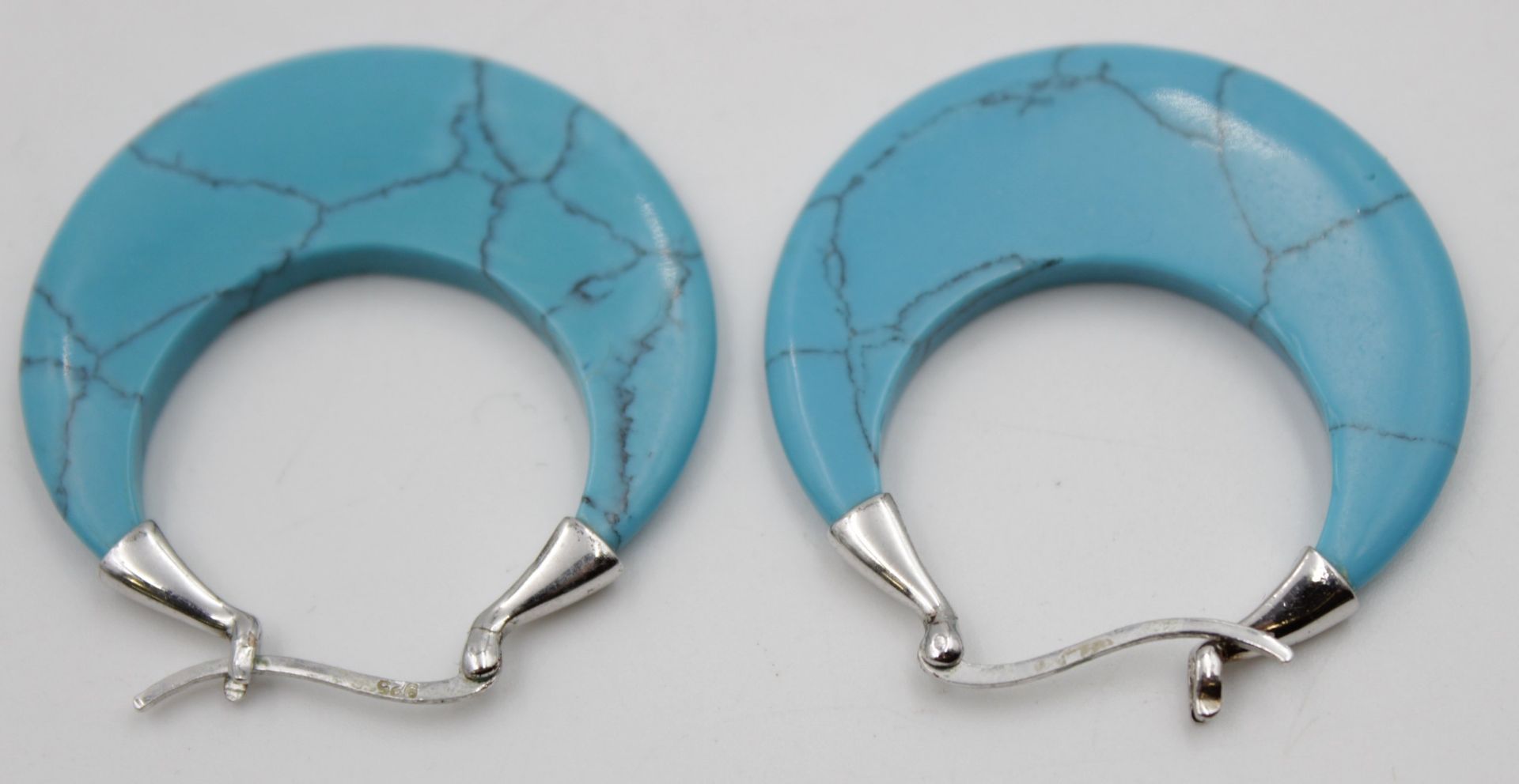 Paar Ohrhänger, Türkise mit 925er Silbermonturen, ca. L-4cm. - Bild 4 aus 4