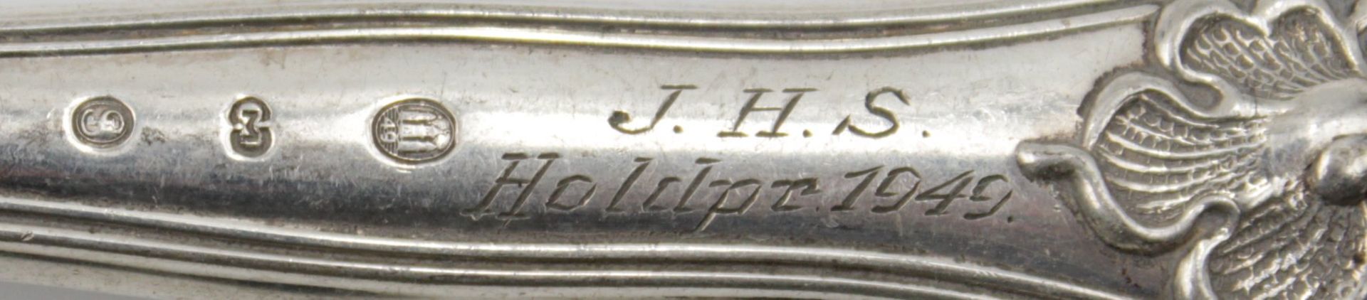 Heber, 830er Silbergriff, Dänemark 1949, L-19,5cm. - Bild 3 aus 3