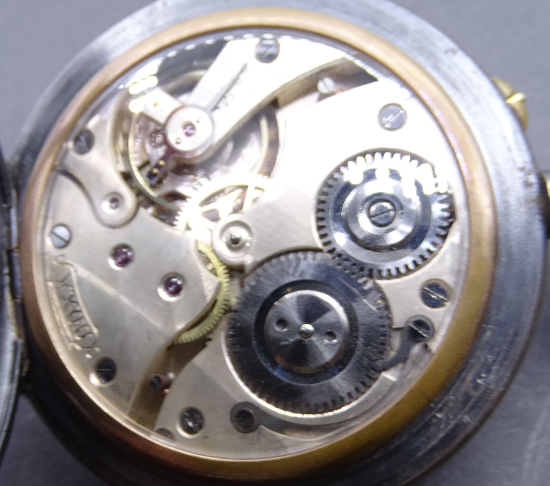 grosse Taschenuhr "Doxa" Metallgehäuse. Werk mit Glas-Staubdeckel, Uhrenglas fehlt, Werk läuft, D-7 - Image 5 of 5