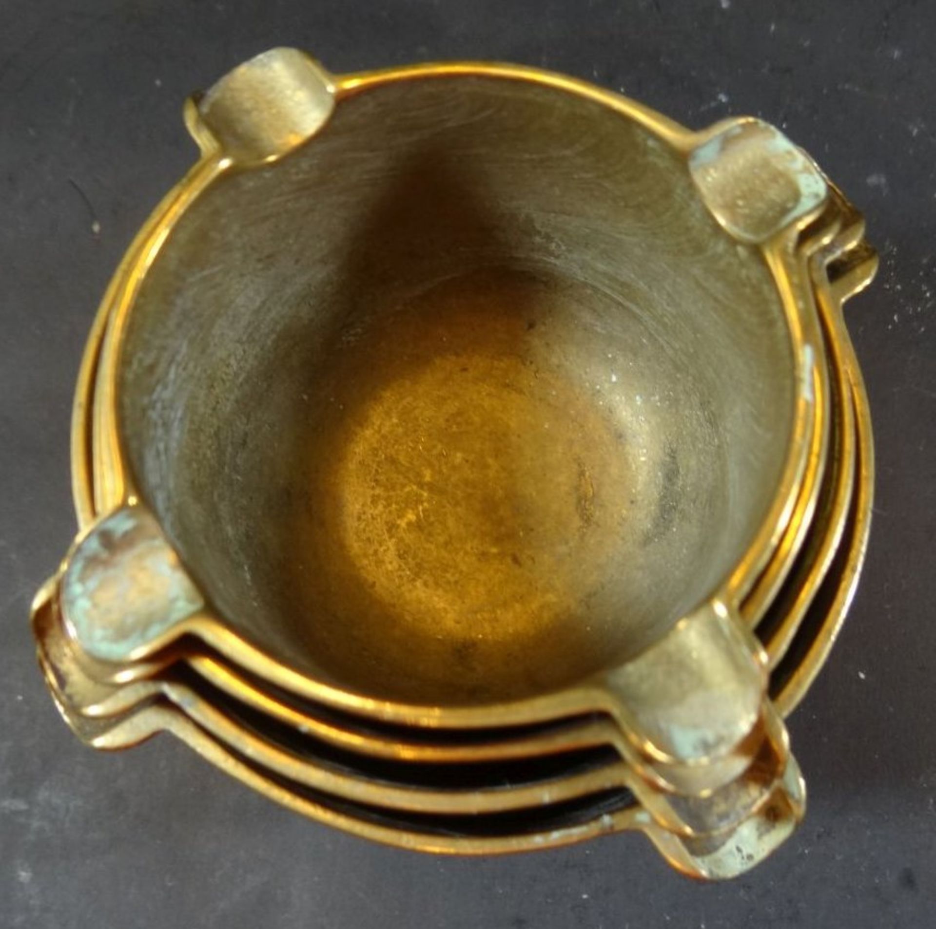 4x Bronze-Aschenbecher, stapelbar, H-alle 7 cm, - Bild 2 aus 6