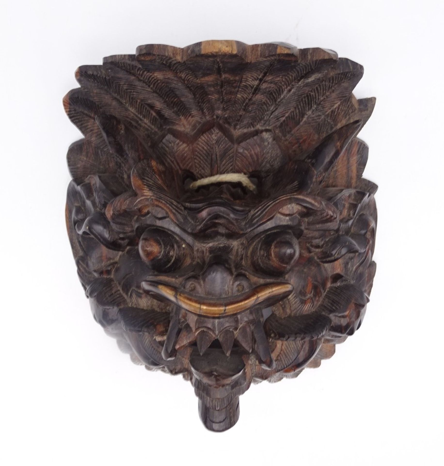 Barong-Maske aus Holz, Bali, ca. 17 x 10 x 16 cm, leichte Altersspuren, reinigungsbedürftig - Bild 4 aus 8