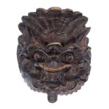 Barong-Maske aus Holz, Bali, ca. 17 x 10 x 16 cm, leichte Altersspuren, reinigungsbedürftig
