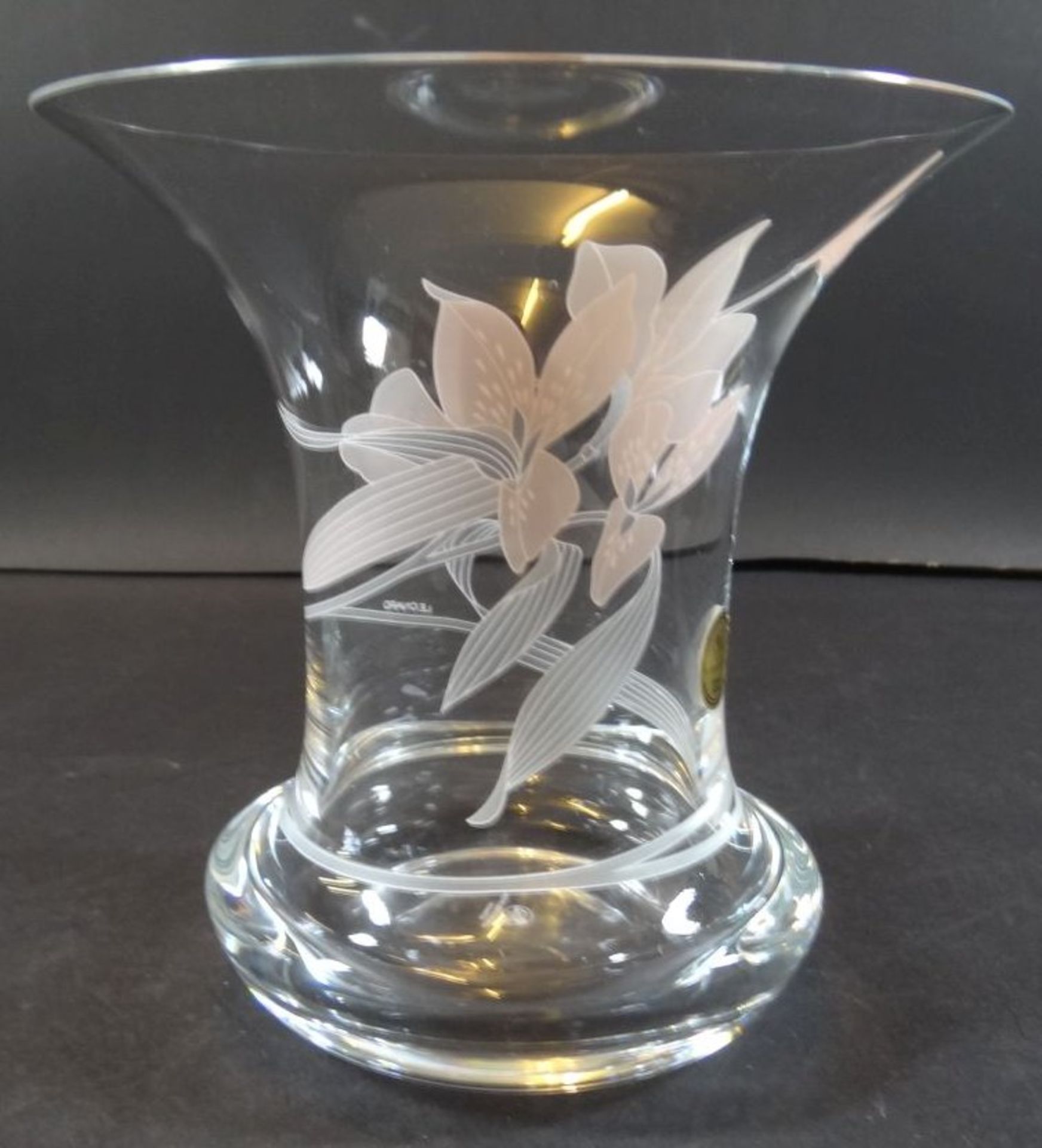 Hutschenreuther Kristall-Vase, Blumendekor, H-16 cm, D-16 cm