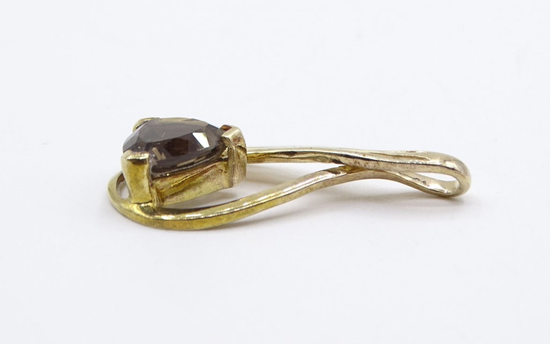 Vergoldeter 925er-Silberanhänger mit rauchgrauem fac. Stein, L. 3,5 cm, 3,78 gr. - Image 3 of 4