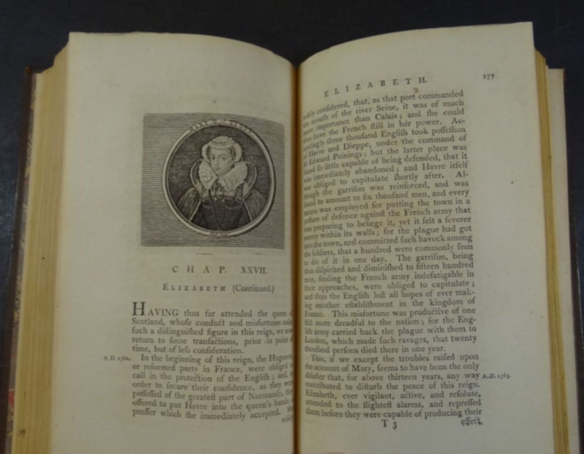 "Historie of England" 1797 in 2 Bänden, gut erhalten, Einband Gebrauchsspuren, m it Portrait-Stiche - Image 8 of 8