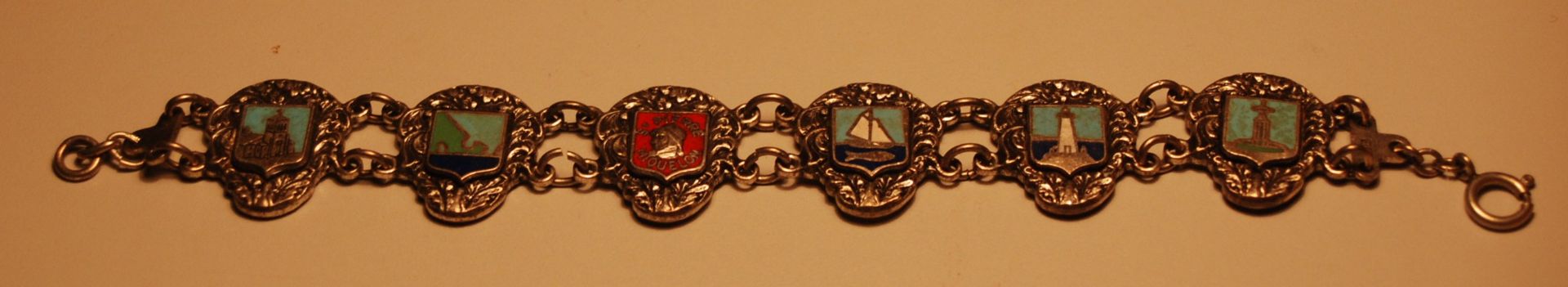 schweres Silber-Armband mit frz. Städtewappen "St.Pierre-Miquelon", L-19 cm, 24 gramm