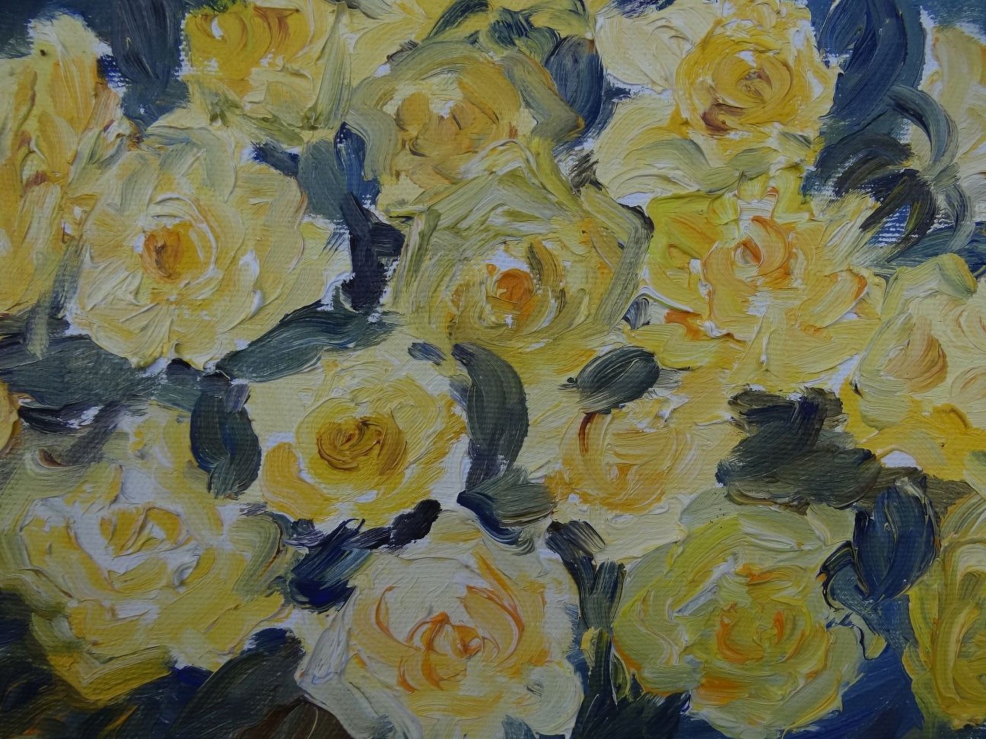 unleserl. signierte gelbe Rosen, 1983, Öl/Leinen, gerahmt, RG 35x41 cm - Image 2 of 3