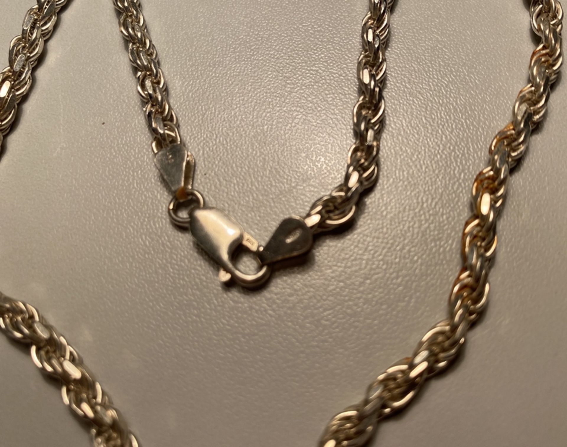 Silber-Set-Halskette und Armkette, -800-, Italy, 40,4 gr. zusammen, L-48 und 20 cm, ungeputzt - Image 4 of 4