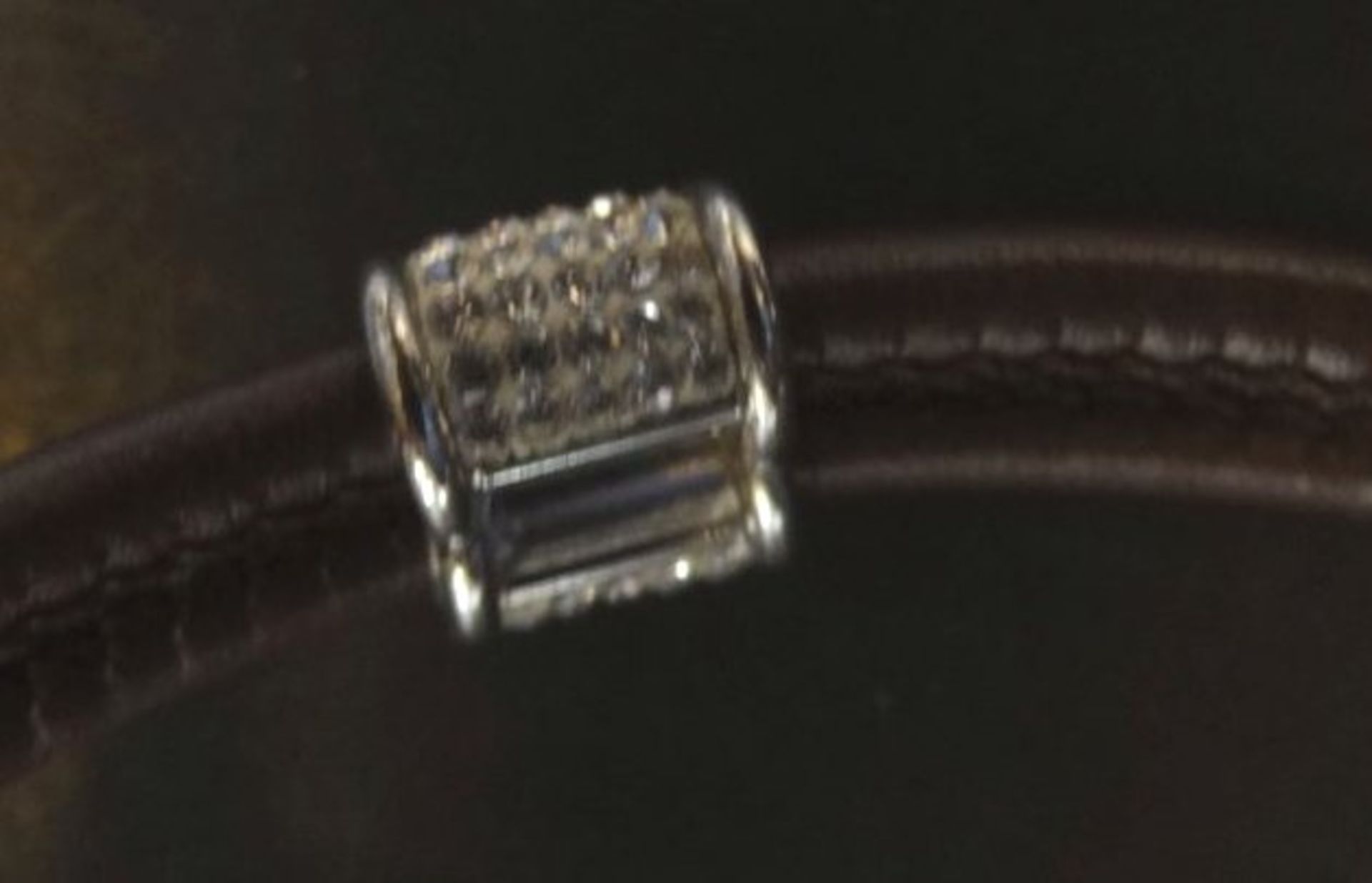 Leder-Halsband mit Silber-925- Montur und Flyer mit klaren Steinen, L-ca. 40 cm, wohl Calvin Klein - Image 2 of 3