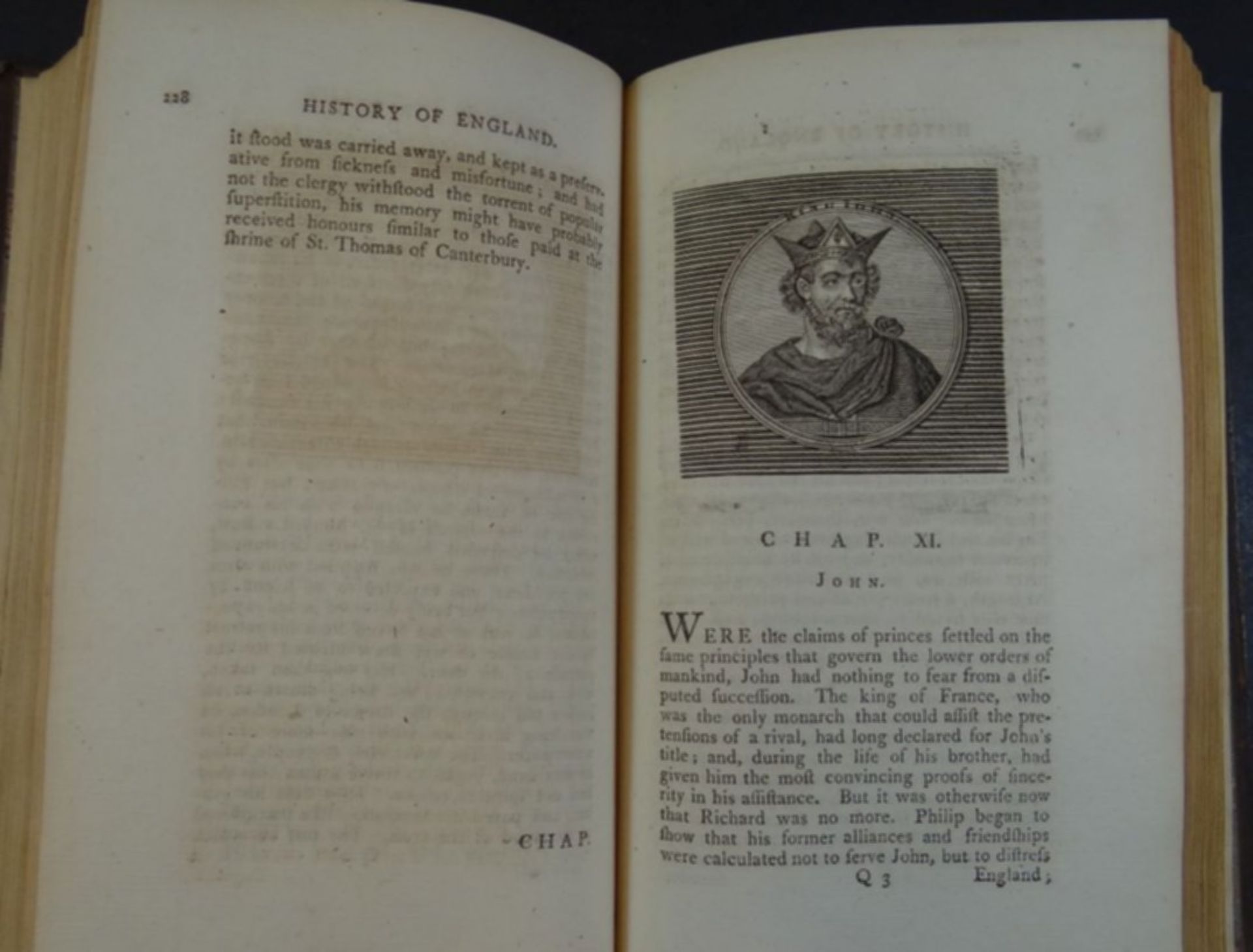 "Historie of England" 1797 in 2 Bänden, gut erhalten, Einband Gebrauchsspuren, m it Portrait-Stiche - Image 5 of 8