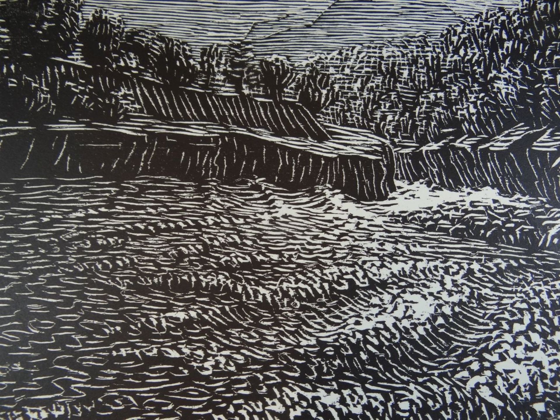Ignaz EPPER (1892-1969), 1928 "Landschaft" Holzschnitt, verso mit Stempel, 1969, 55x76 cm