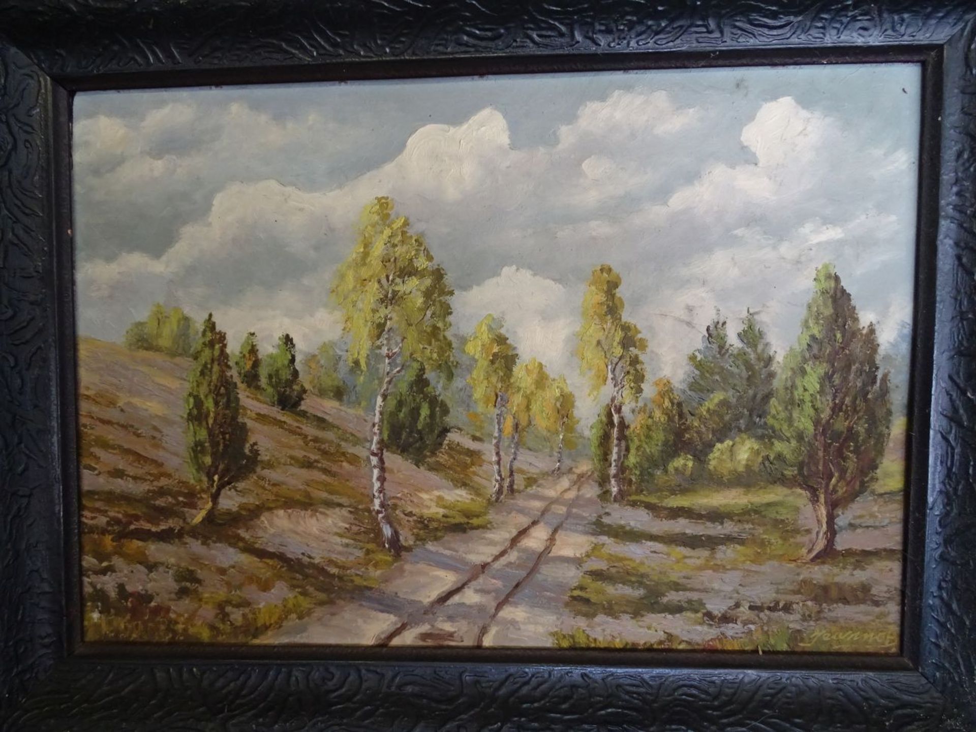 Jeannot "Heideweg", Öl/Malfaser, gerahmt, RG 42x57 cm