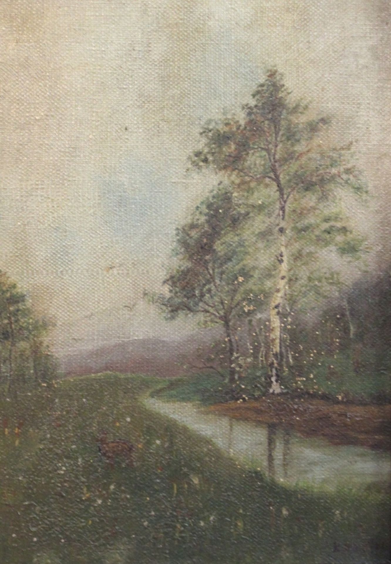 unleserl. signiert, Landschaft, Öl/Leinwand, verso beschrieben "Weihnachten 1908 E.Schmidt", gerahm