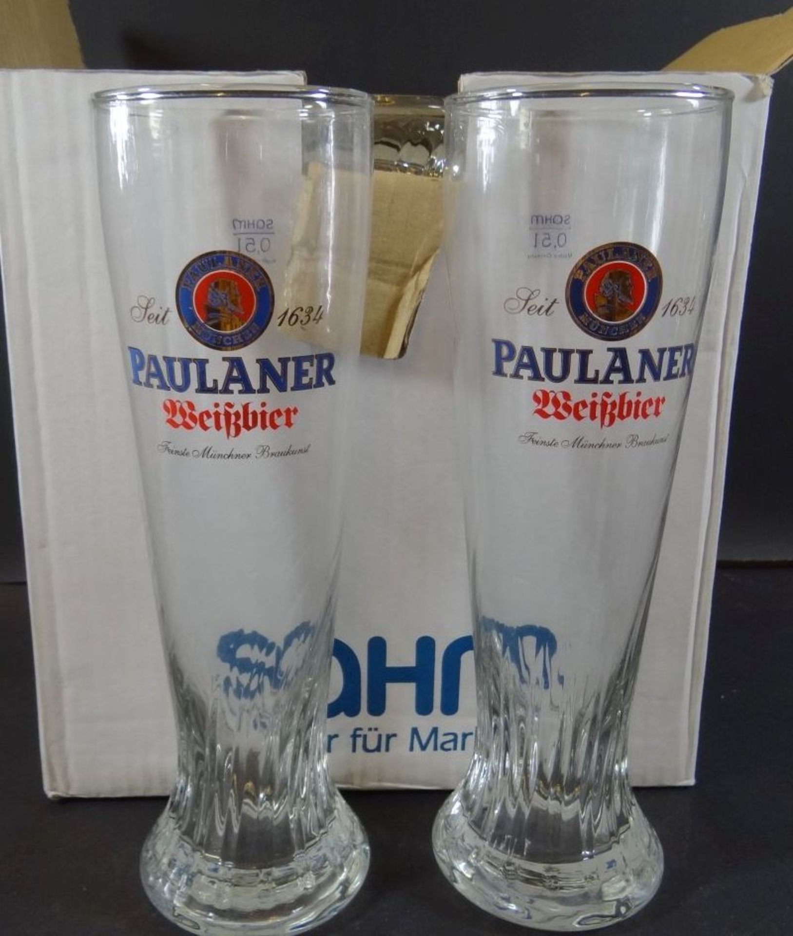 6x Werbe Biergläser "Paulaner Weissbier" H-25 cm, in OVP - Image 4 of 4