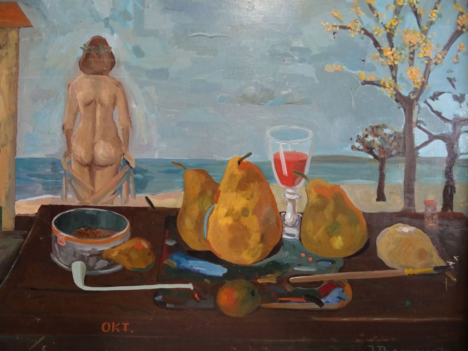 Johannes THOEMMES (XX-XXI), 1978 "Obst-Stilleben mit Rückenakt" Okt. betitelt, Öl/Malfaser, gerahmt - Image 2 of 5