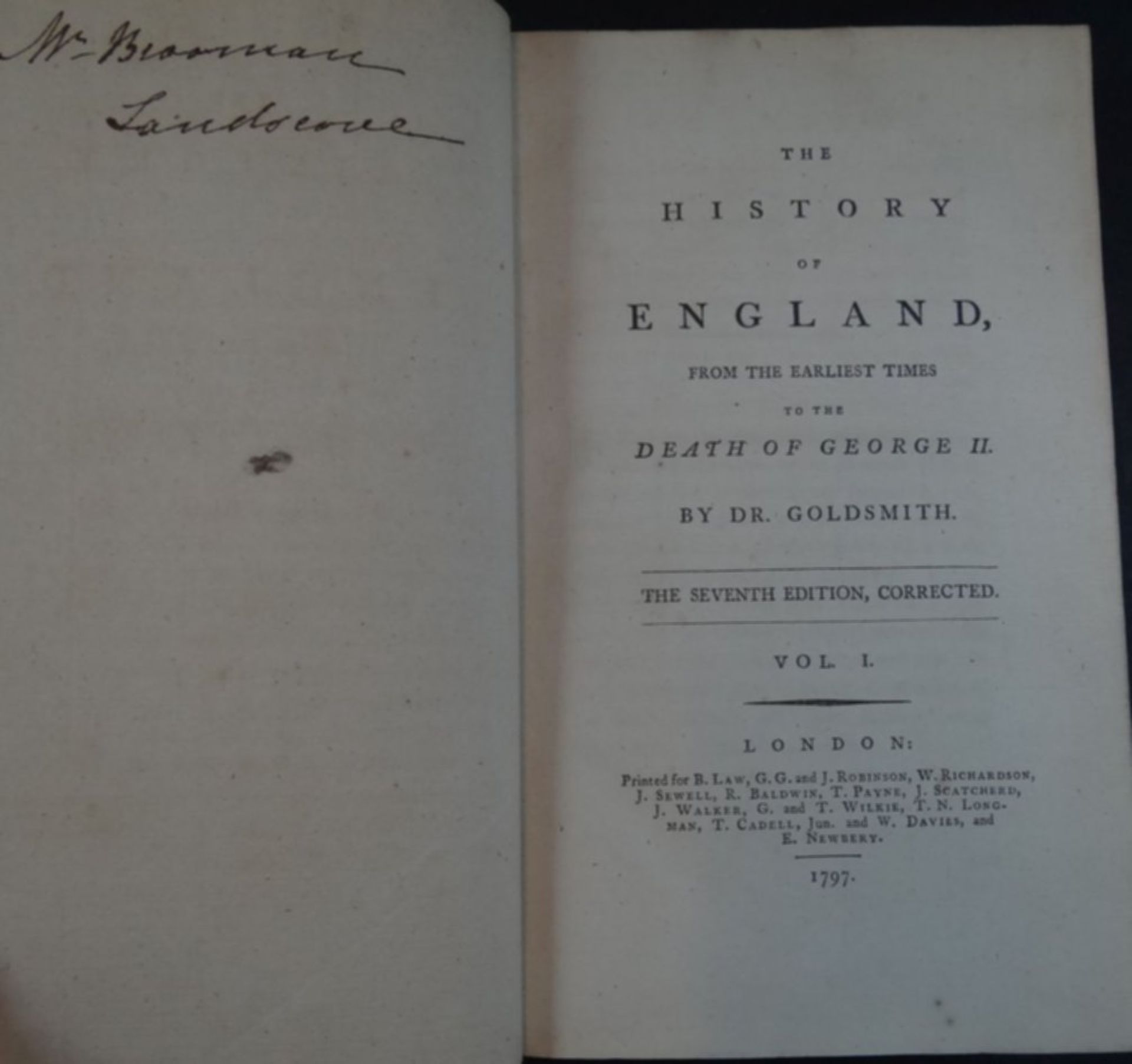 "Historie of England" 1797 in 2 Bänden, gut erhalten, Einband Gebrauchsspuren, m it Portrait-Stiche - Image 3 of 8