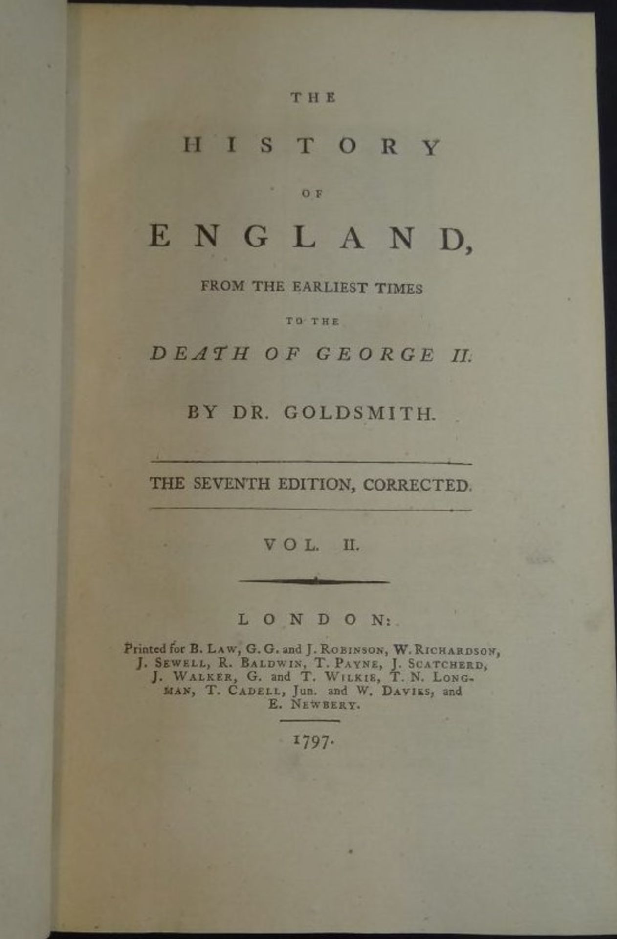 "Historie of England" 1797 in 2 Bänden, gut erhalten, Einband Gebrauchsspuren, m it Portrait-Stiche - Image 2 of 8