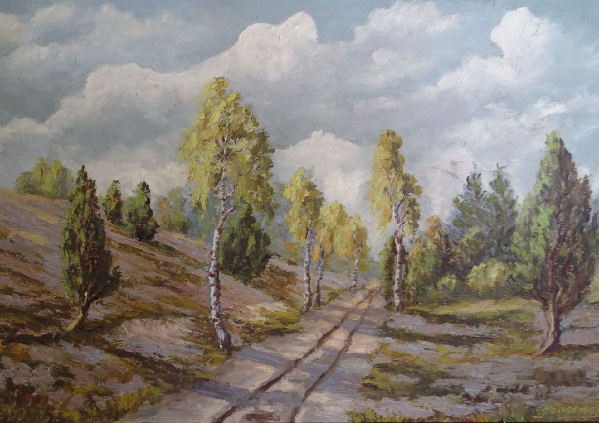 Jeannot "Heideweg", Öl/Malfaser, gerahmt, RG 42x57 cm - Image 2 of 4