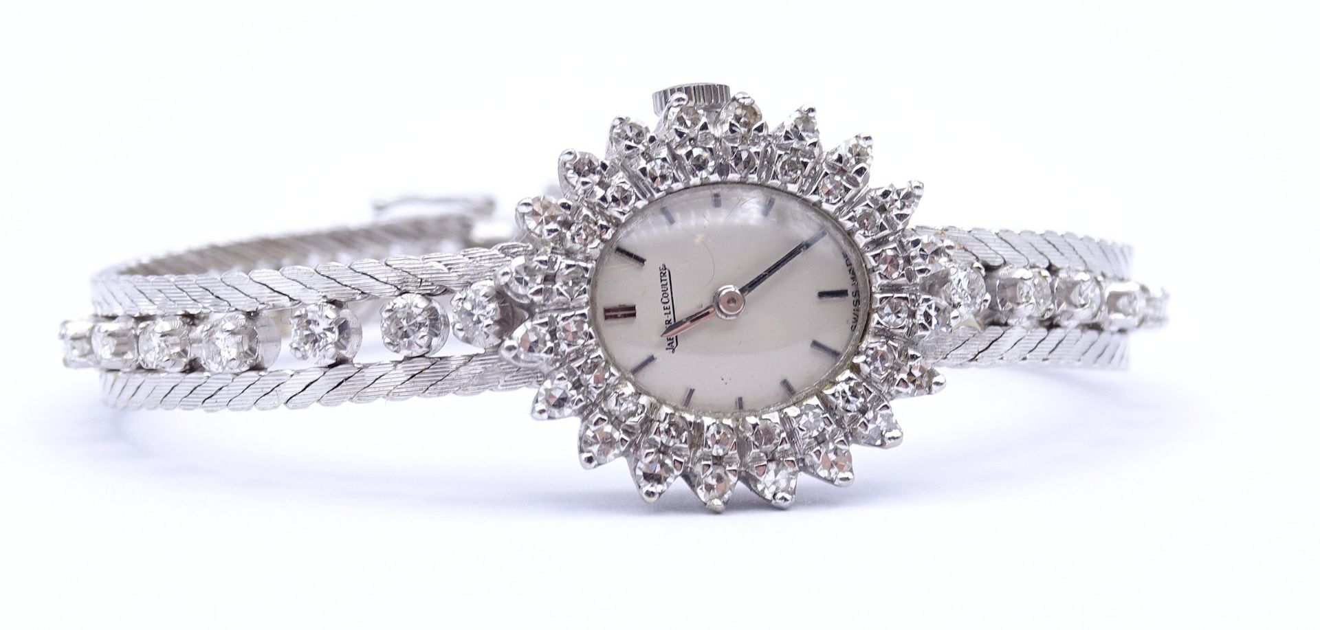 Damen Armbanduhr Jaeger LeCoultre, WG 0.750 mit Diamanten, mechanisch, Werk läuft, Diamanten zus.ca - Bild 4 aus 10