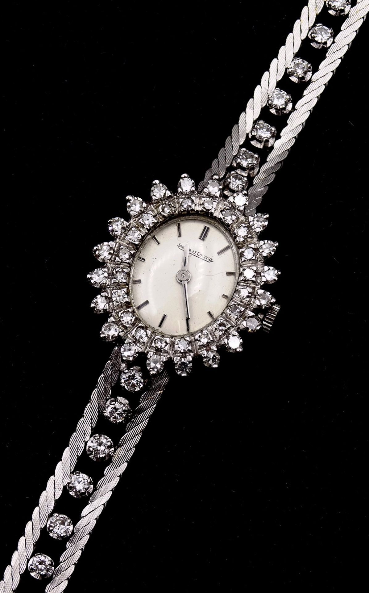 Damen Armbanduhr Jaeger LeCoultre, WG 0.750 mit Diamanten, mechanisch, Werk läuft, Diamanten zus.ca - Bild 9 aus 10