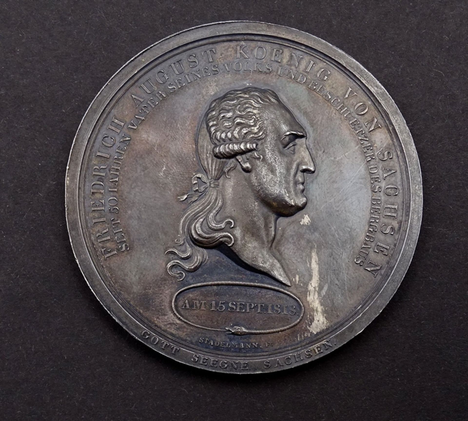 Ausbeute Medaille 1818 , Friedrich August König von Sachsen, Seit 50 Jahren Vater seines Volks und