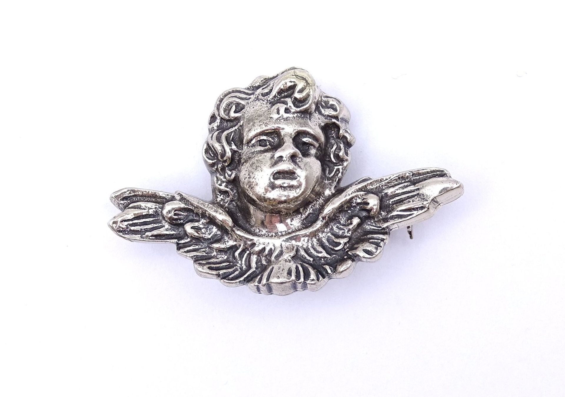 835er Silber Brosche ,Putto, 38x24mm, 10,2g. - Bild 2 aus 3