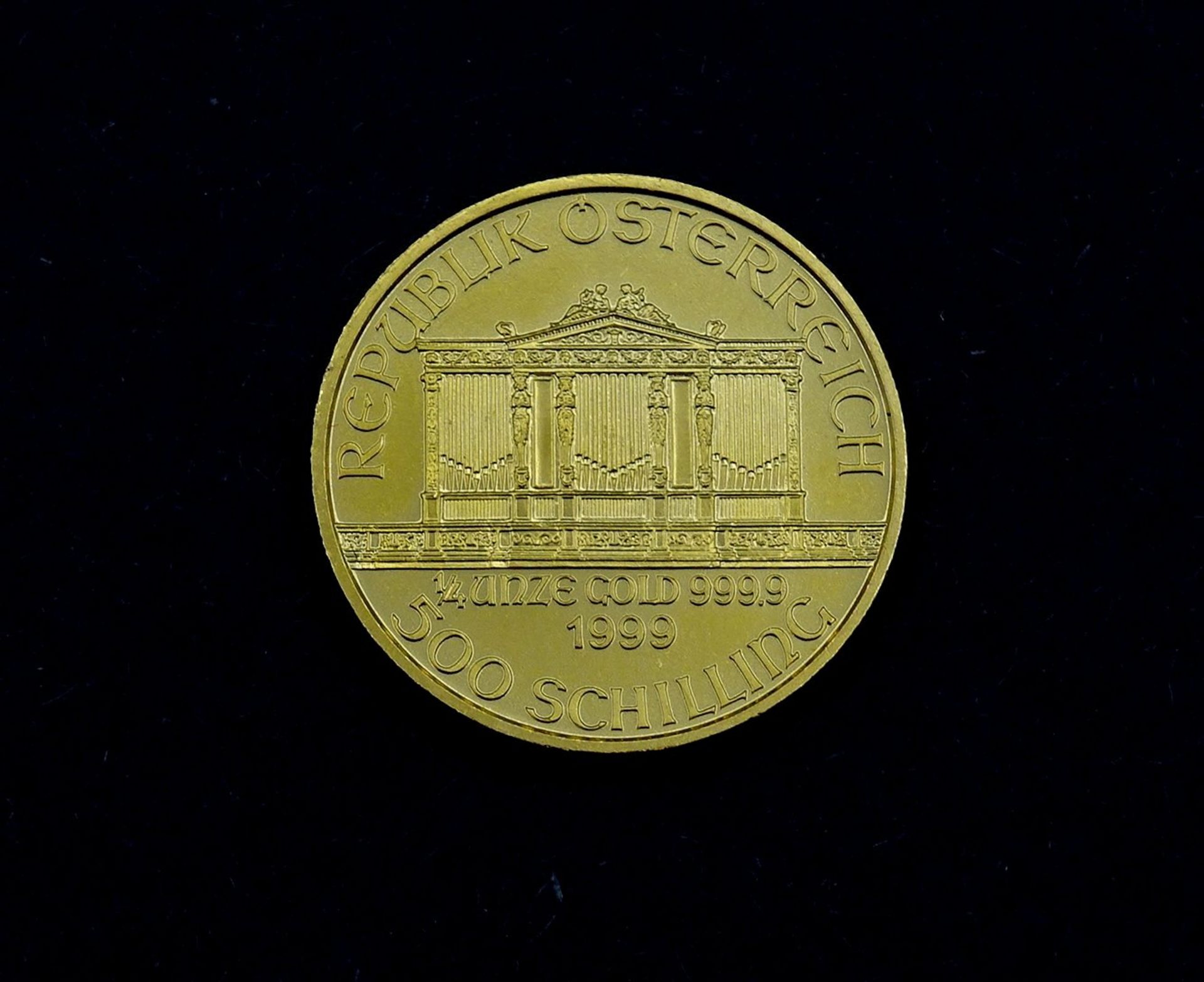 500 Schilling 1999 - 1/4 Unze Gold 0.999, Wiener Philharmoniker, D. 22mm, 7,7g. - Image 3 of 3