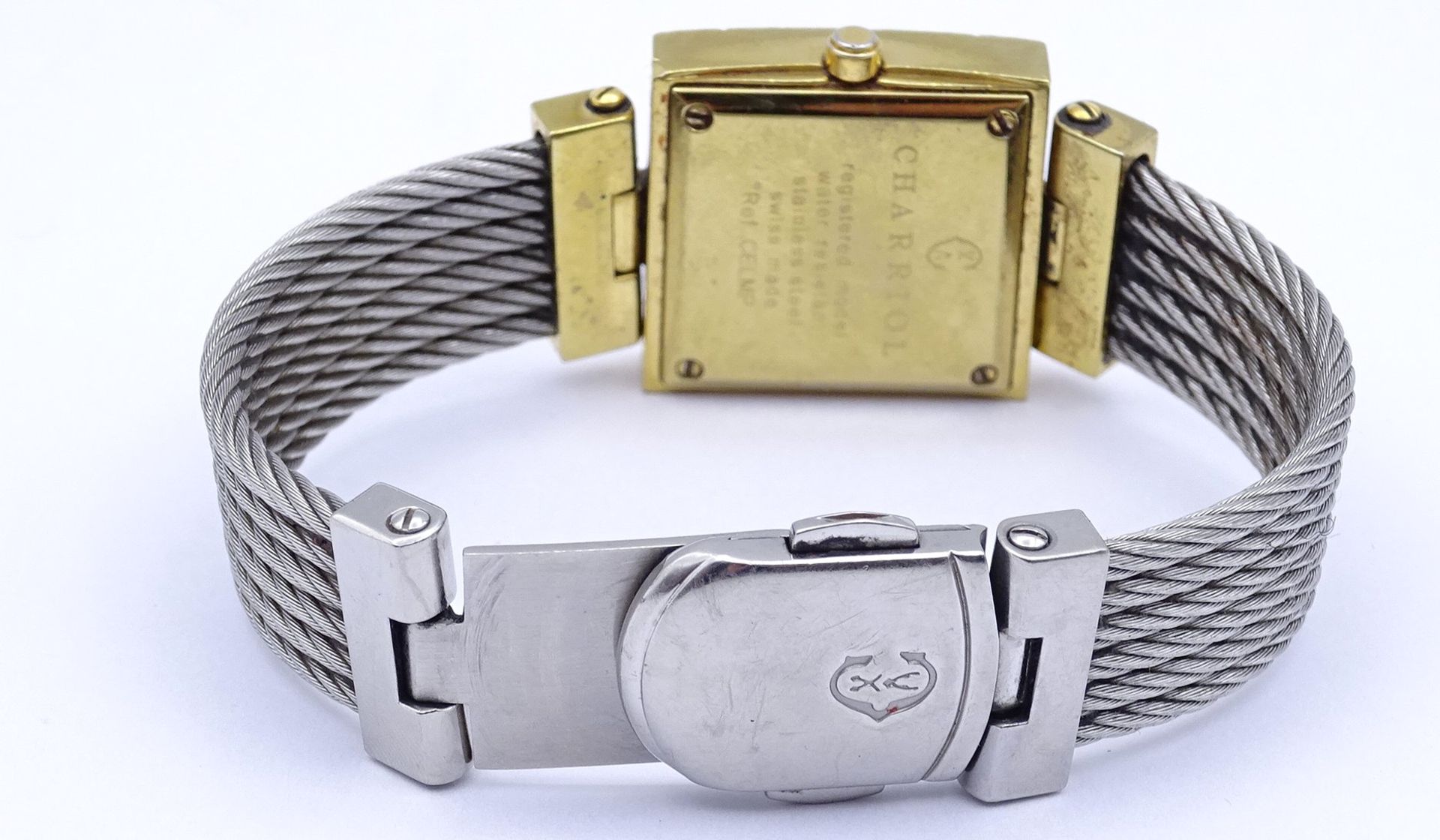 Armbanduhr Charriol Geneve, Quartzwerk, bicolor, Stahl,Gehäuse 24x25mm, Tragespuren, Funktion nicht - Bild 4 aus 5