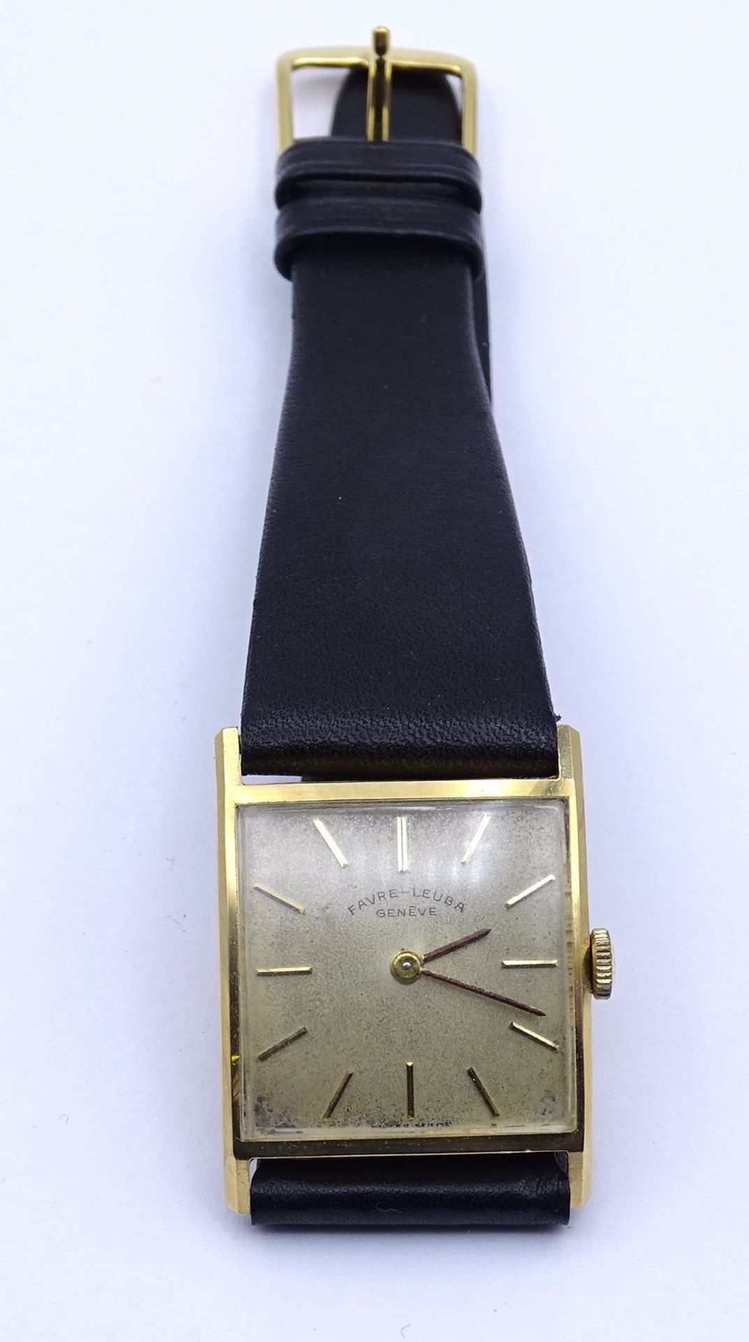 Herren Armbanduhr Favre - Leuba, Goldgehäuse 0.750, Gehäuse 25x25mm, mechanisch, Werk läuft - Bild 4 aus 4