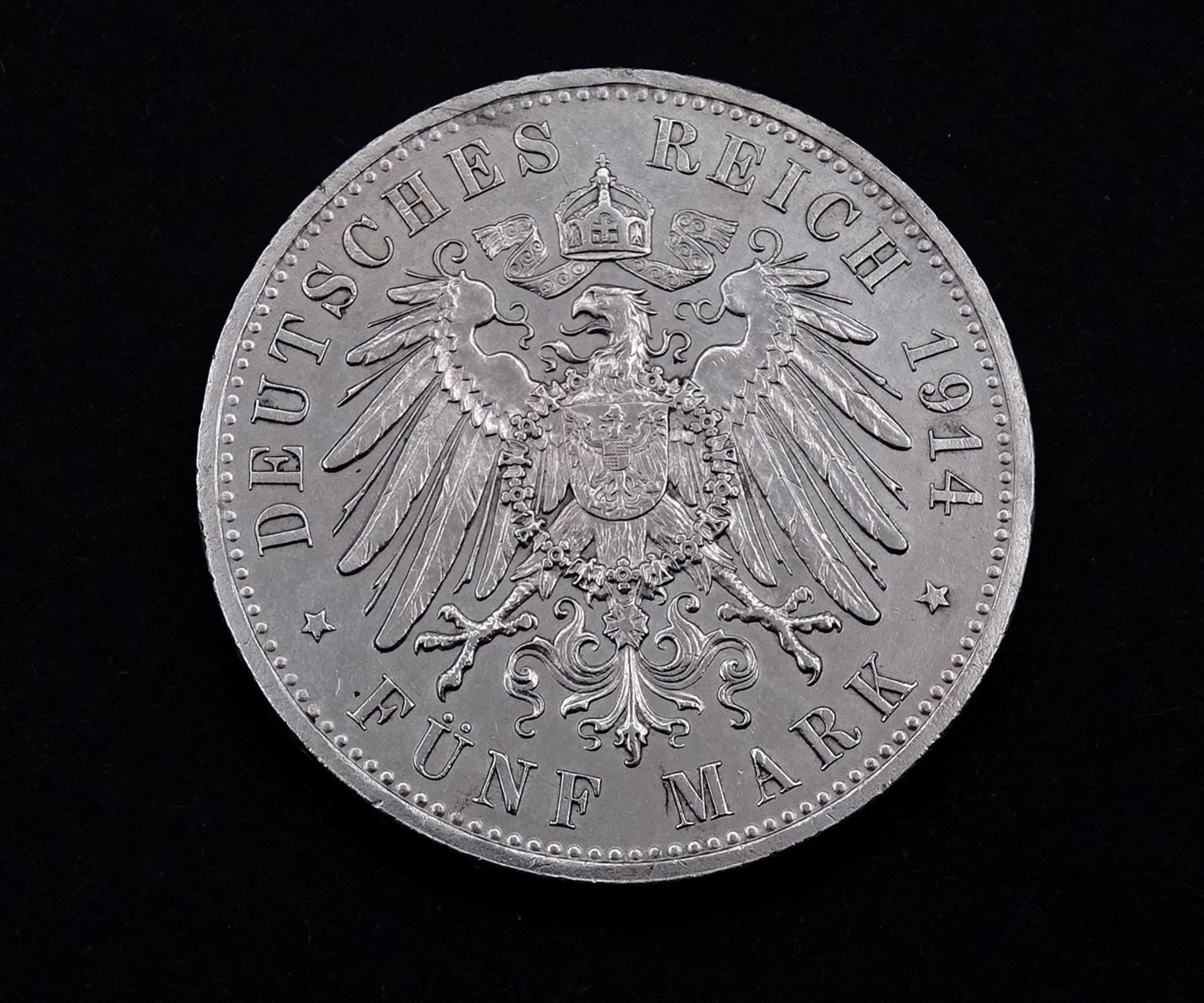 Fünf Mark 1914 Wilhelm II König von Preussen A, D. 38mm, 27,7g. - Image 2 of 2